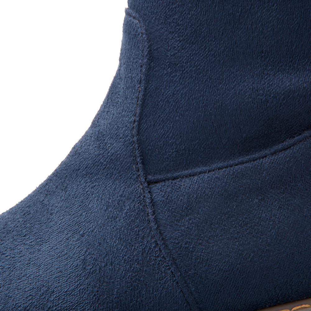 Stretch Nubuck&PU Black Red Blue Wedge Platform Women Thigh High