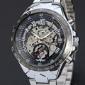 Russian Skeleton Automatic Watches For Men Silver Stainless Steel Wrist Watch 3058 Free shipping
