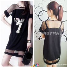 2016 new collective exo kpop 12 members chiffon summer dress exo kpop Sexy black Women ‘s clothing short sleeve dresses straight