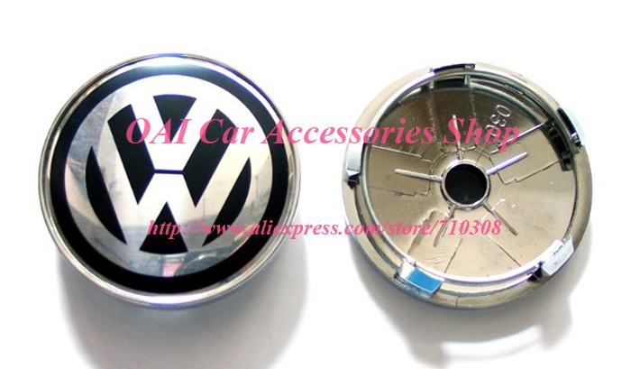 VW 3D SUV Black Wheel Caps 60MM
