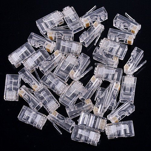 RJ45 Connectors Modular Plugs Boots Caps For Solid Or Stranded Round Cable 50 RJ45 Module Plugs