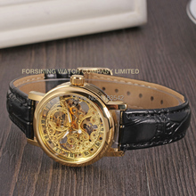 Winner Women s Watch Mechanical Hand wind Fashion Casual Leather Strap Analog Crystal Brand Wristwatch Color