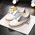 2015 Spring Fall Women Shoes Flat Shoes Genuine Leather Silver White Loafers Shoes a Pedal Lazy