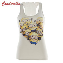 New 2015 Despicable Me 2 Minions Kingdom 3D Print Fashion White Camis Female Vest Sexy Women T-Shirt Summer Style