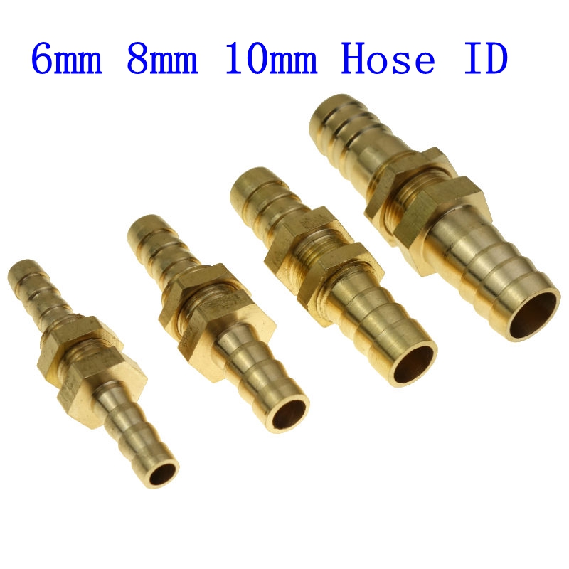 3X Brass Bulkhead Barbed Hose Joiner Splicer Pipe Connector Straight Through Kit 