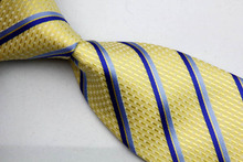NT0183 Yellow Blue Stripe Fashion Smooth Jacquard Woven Silk Polyester Mans Classic Business Wedding Party Tie