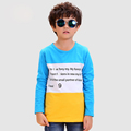 Yellow Letter Boy T shirts Cotton 2016 Fashion Long Sleeve Children s Tops Clothing Character Unisex