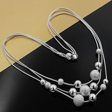 Free shipping Popular USA UK N020 Beautiful fashion Elegant 925 silver charm bead chain Necklace TOP quality Gorgeous jewelry