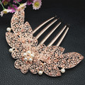 New Fashion Hair Accessory Jewelry For Women Gold Plated Crystal Flower Pearl Hair Combs Tuck Comb