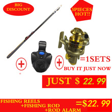 2015 FISHING ROD AND REEL AND ALARM SET Lure Fishing Reels spinning reel lur Fish Tackle Rods Cheapest High FRP Ocean Rock 360cm