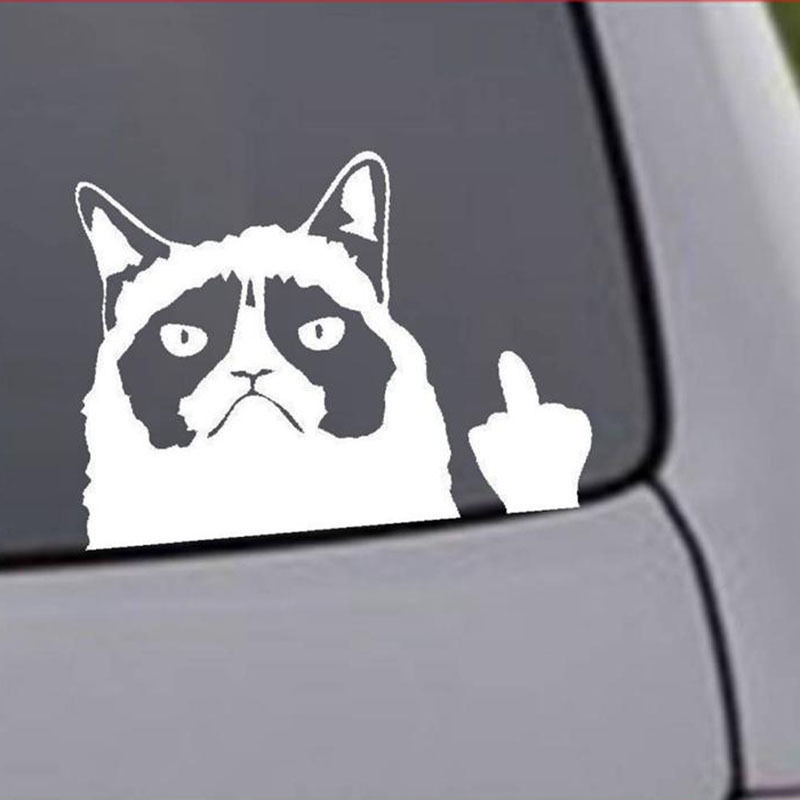 Grumpy Cat Flippin Off vinyl Car Laptop Graphics window Sticker Decal Decor Free Shipping