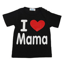 95 cotton children s clothing boys and girls I love Mom and Dad round neck short