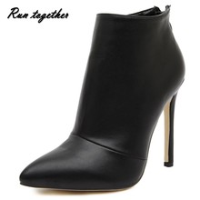 Free shipping Europe star fashion sexy women high heels boots shoes pointed toe wedding party dress short boots zipper