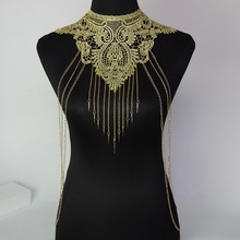 Lace Flower Collares Gold Body Chains Women Hollow out Big Gothic Necklace Multilayer chain Elegant Party Jewelry