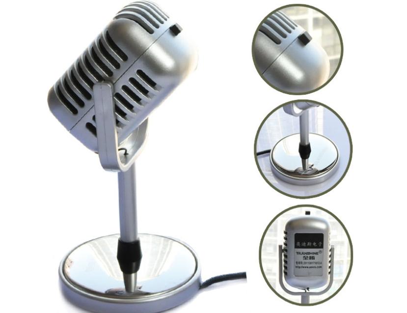 Fashion Old School Microfone 3 5mm 50 s Retro PC Laptop Microphone Speaker Loudpeaker Classic Vocal