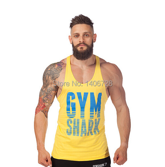 New 2014 fashion cotton gymshark sleeveless shirts tank top men