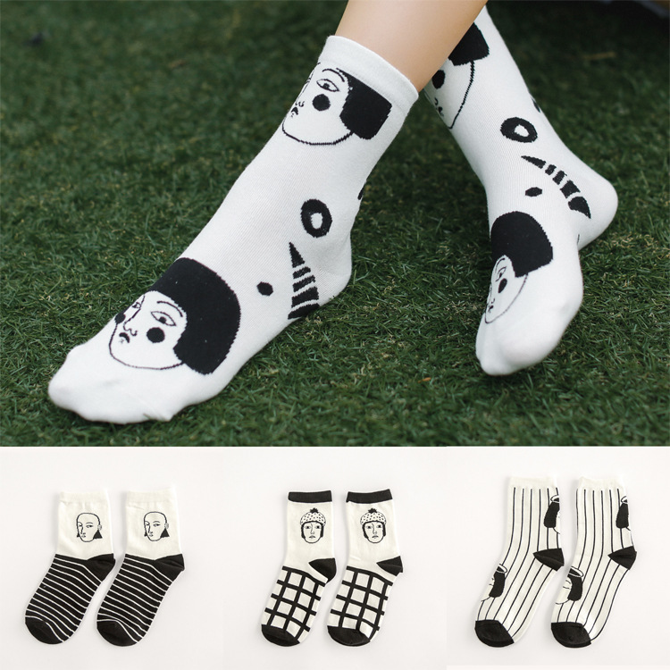 2015 New Sock avatar With stripe pattern Black Whi...