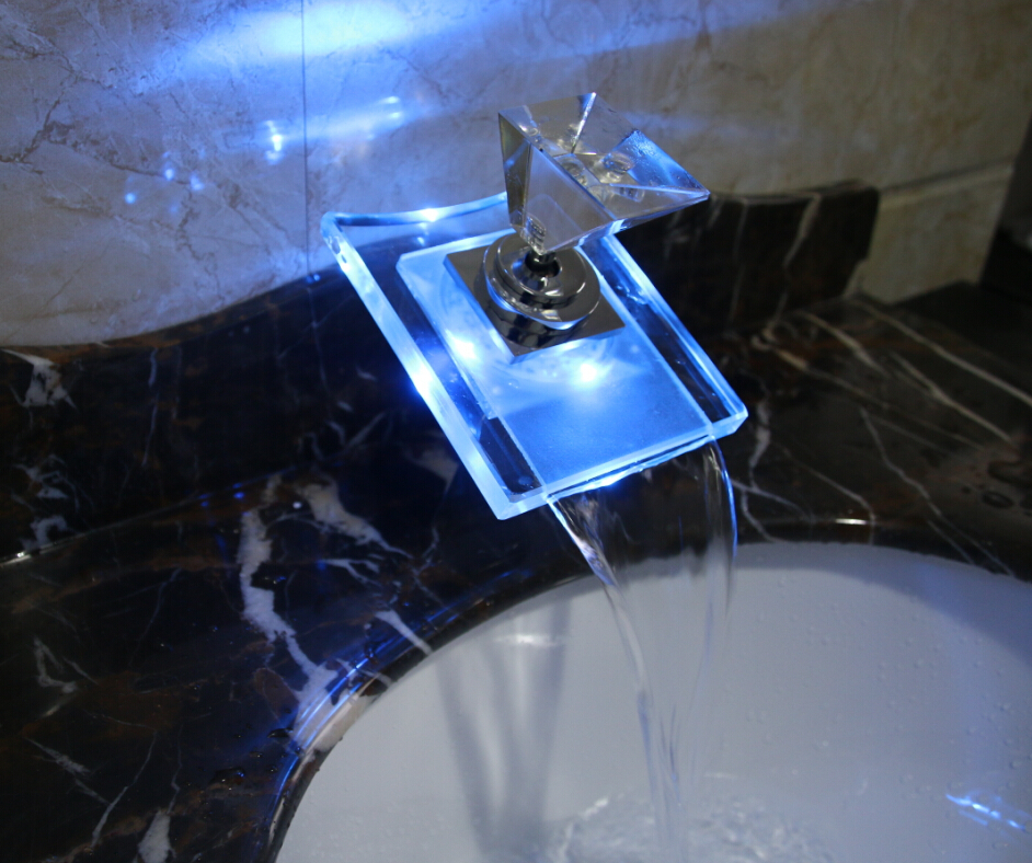 Free Shipping Wholesale And Retail 3 LED Color Changing Glass Waterfall Spout Bathroom Basin Faucet Vanity Mixer Tap Chrome Free Shipping Wholesale And Retail 3 LED Color Changing Glass Waterfall Spout Bathroom Basin Faucet Vanity Mixer Tap Chrome