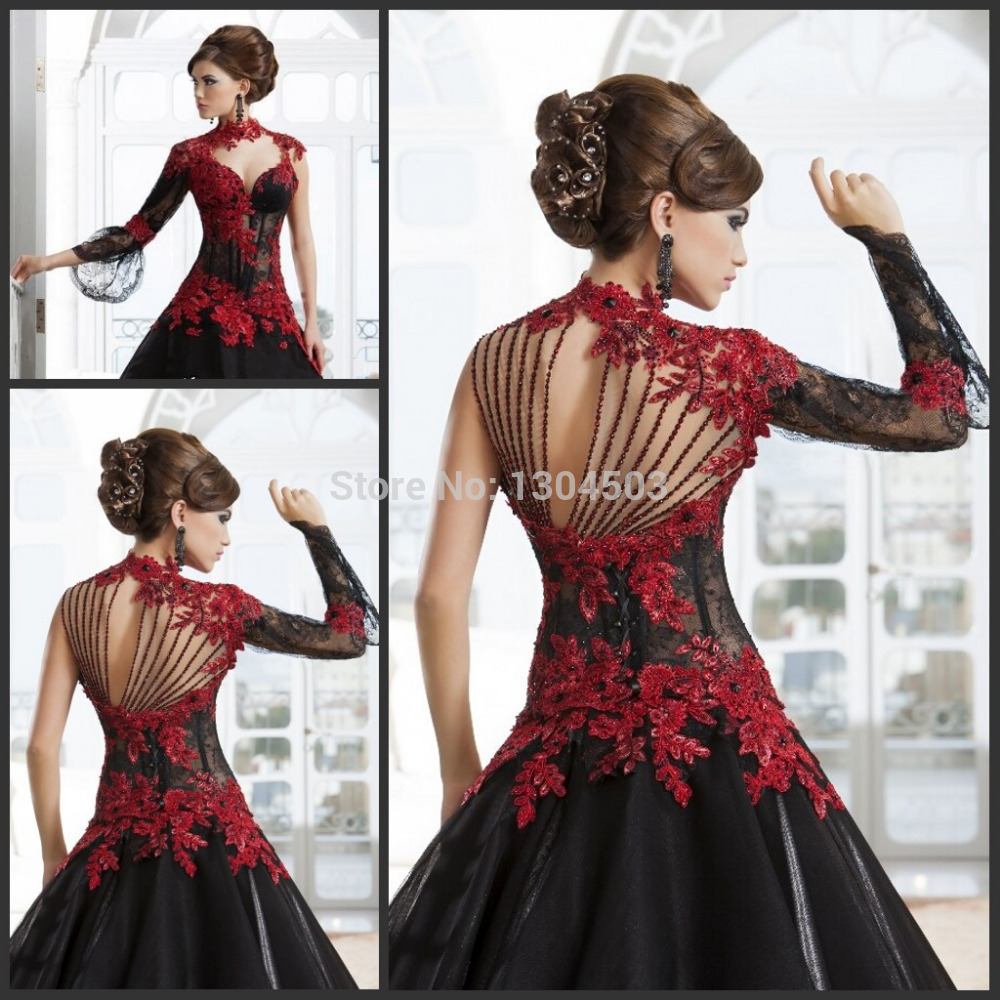 red and black wedding dresses