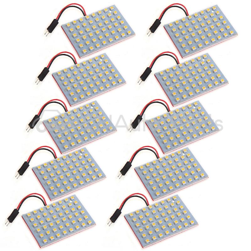 10PCS Trailer Lorry 48 LED 3528SMD Warm White Panel Light + 1156 BA15S Base