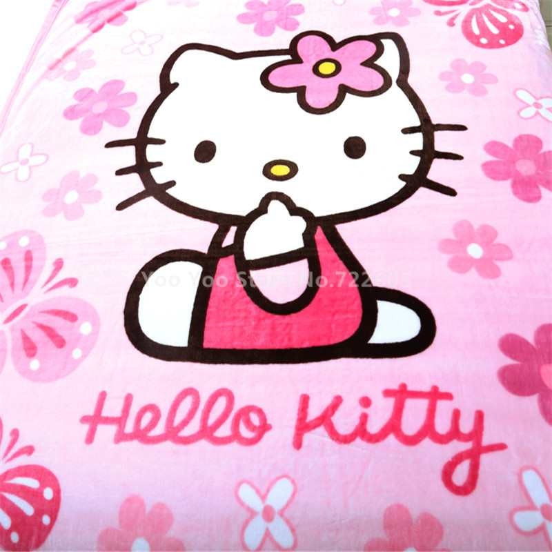 Hello Kitty Blanket For Adult/Kids Plush Fleece Blanket Kawaii Bed