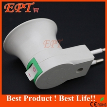 1Pc Free Shipping E27  EU plug adapter with power on-off control switch E27 Socket Lamp Base Lamp Socket