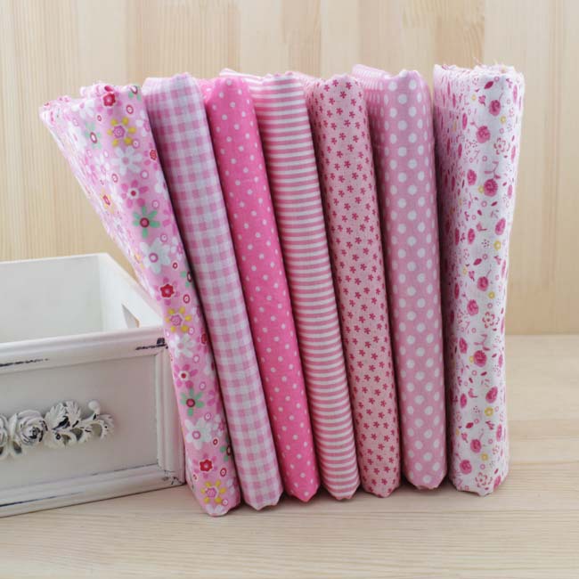 7 pcs 50cmx50cm Pink cotton fat quarter tilda doll tissue patchwork quilting fabric DIY cloth textile