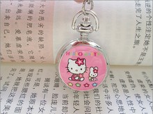 New Hello Kitty Cartoon Children Pocket Watch Fashion delicate Pendants Girl necklace Pocket Watch Quartz necklace