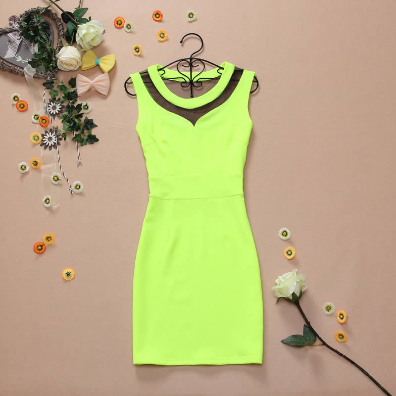 vestidos cortos verde neon