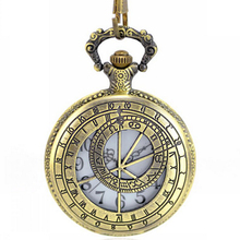 Nueva moda de bronce antiguo Punk collar reloj de bolsillo redondo para mujeres y hombres con cadena larga de 80 cm PW003