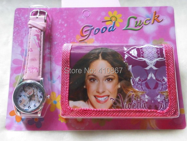 Hot sale Free Shipping 1pcs lot violetta wallet watch sets Children Watch with wallet birthday gift