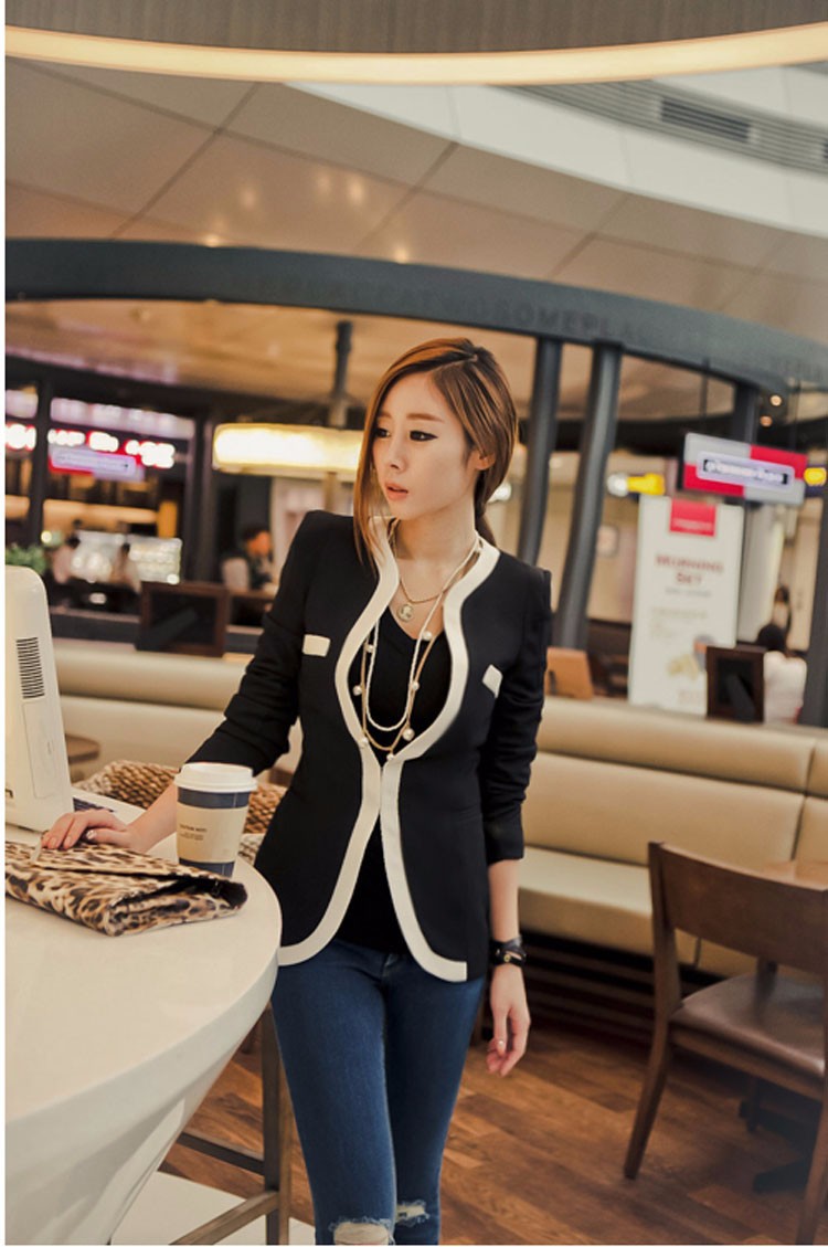 Brand Design Style Elegant Women White Black Office Blazers Single Button Jackets Ladies Long Sleeve Business Outfits Female c