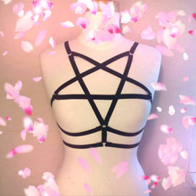 2016 new pastel goth Caged pentagram Body Harness Bra fetish chest Bondage Lingerie Black Club Erotic Rebel harness top retail