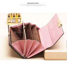 2015 Promotion Brand women s wallet good quality PU Leather multi color metal hasp long coin