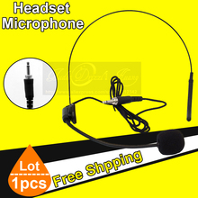 Free Shipping Black Screw Thread 3.5mm Plug Head Worn Headset Microphone EarHook Headband Mike For Wireless BodyPack Transmitter