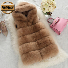 New Arrival Real Fox Fur Vest Women Winter Slims Medium Long Genuine Natural Fox Fur Vests Female Fur Coat Jacket 2015 Fashion
