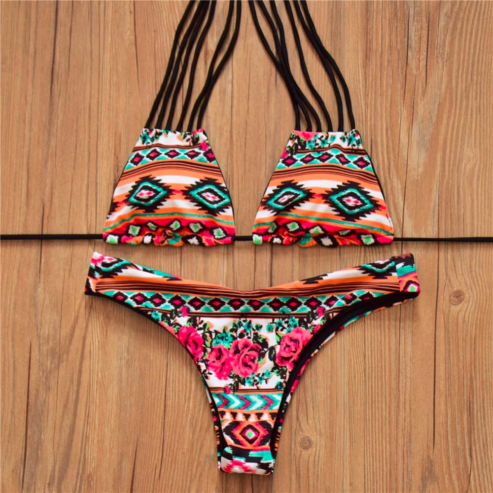 2016 Sexy Bikini Sets Sexy Push Up Biquini New Reversible Swimwear Women Swimsuit Bathing Suit Brazilian Bikini Print bikini