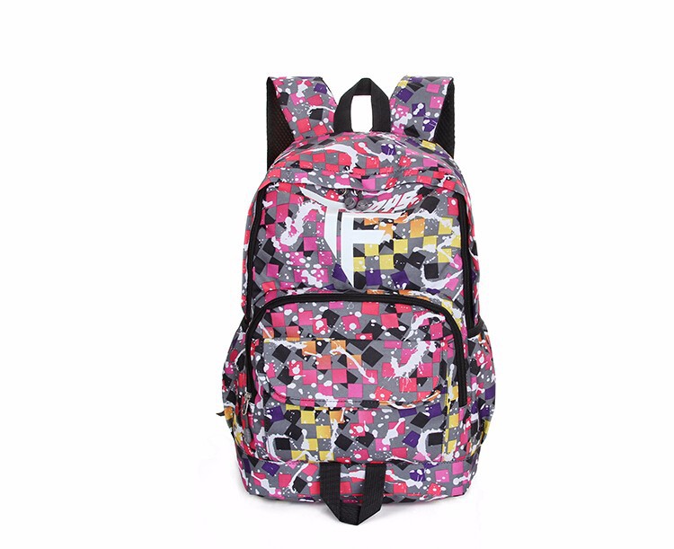 Fashion grid shape women nylon backpack girl school bag Casual Travel bags (6)