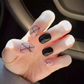 Free shipping 24PCS set finished fake nails pink and black star point Japanese square head short