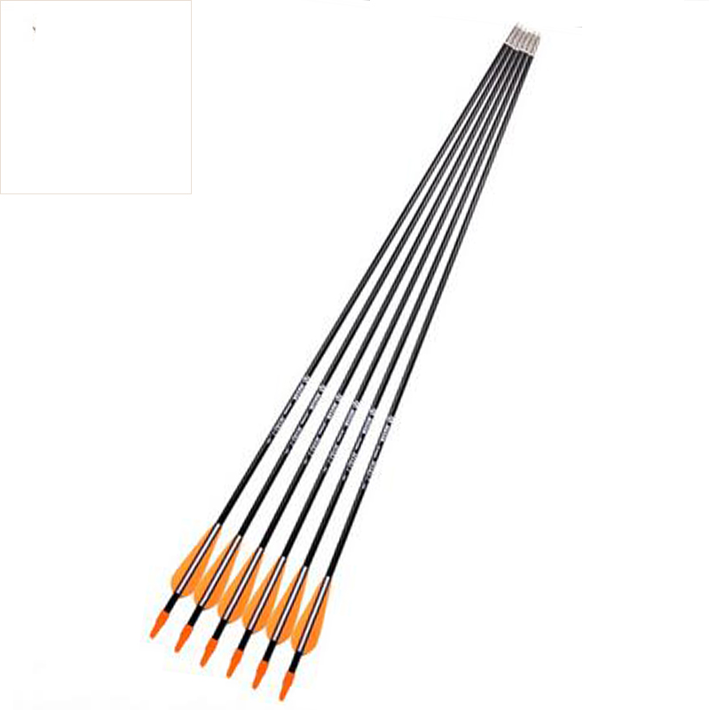 Hot 6pcs lot Fiberglass Arrow with Orange Plastic Feather for Recurve Bow Long Bow Arrow Hunting