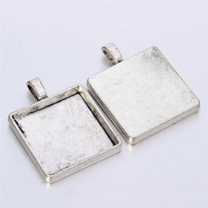 Aliexpress.com : Buy 10pcs Antique Silver Plated Square Cabochon ...