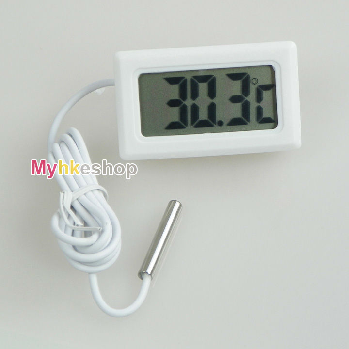 Digital LCD Probe Fridge Freezer Thermometer Thermograph for Refrigerator 110C Black White 