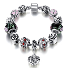 2015 Russia Belarus Popular 925 Silver Flowers Charm Fit Pandora Bracelet & Bangle With Murano Glass Beads Jewelry PS3172