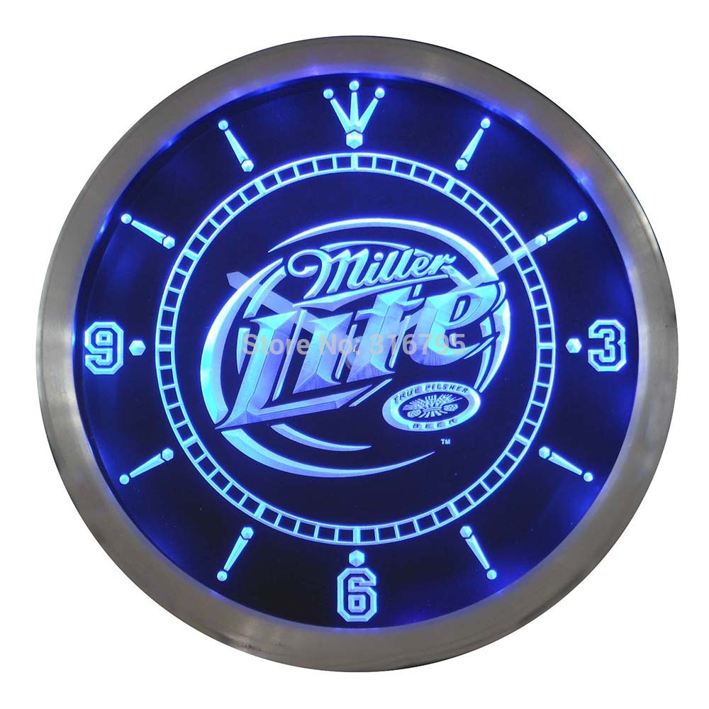nc0093 Miller Lite Beer Bar Neon Sign LED Wall Clockin Wall Clocks