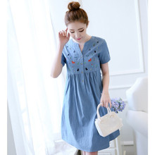 2016 Summer Style Short Sleeve Maternity Casual Linen A line Print Knee-length Dress Plus Size Pregnancy Dress Vestido Amarelo