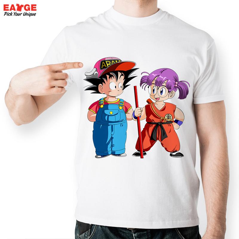[EATGE] Funny Goku Switch Cloth With Arale T Shirt Anime Dragon Ball Cool T-shirt Fashion Design Printed Tshirt Unisex Tee