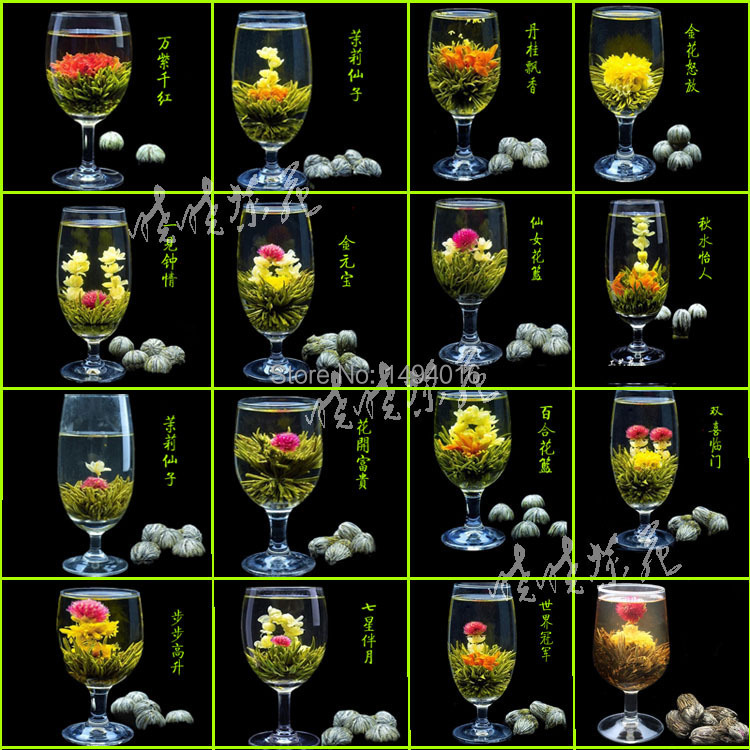 Promotion 5pcs Different chinese blooming flower tea 35g chinese ball artistic tea health and natural flower