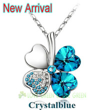 2015 fashion women accessories 18KGP Austrian Crystal lover 4 four Leaf Leaves Clover necklace pendant fashion