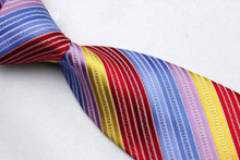 NT0103 Red Blue Pink Stripe Multicolor Smooth Jacquard Woven Classic Silk Polyester Man s Business Luxury