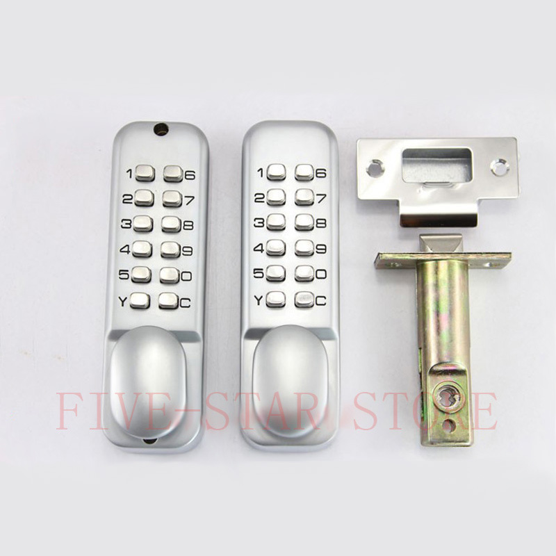 NEW mechanical double password keypads door lock digital code home door lock single latch silver bronze color